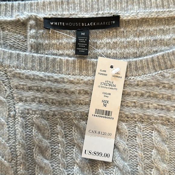 White House Black Market Gray Sweater. Never worn - Picture 2 of 3